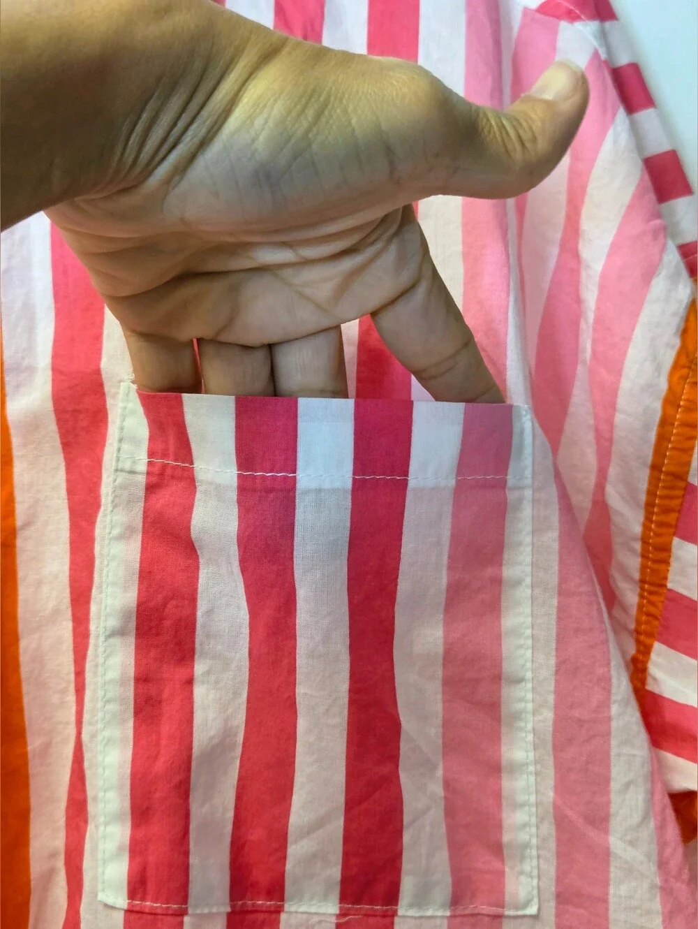 Beach Riot Striped Button Down Shirt Coverup Pink Orange Size L/XL